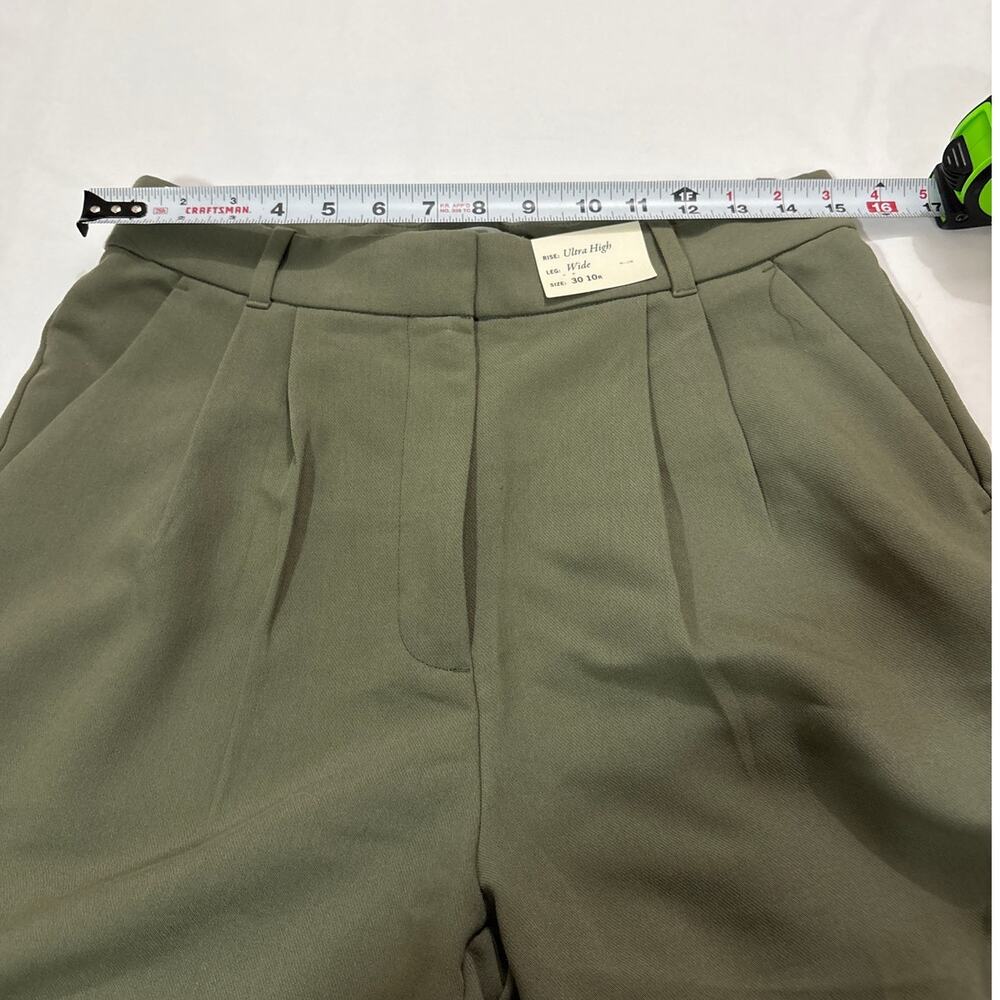 NWT Abercrombie & Fitch Women’s 30 Green Ultra High Wide Legs Pants Trousers - Picture 11 of 13